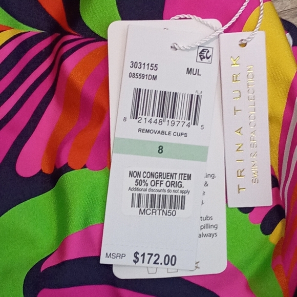 NWT TRINA TURK Twist Back One-Piece Swimsuit - Palms Paradise - Picture 4 of 4